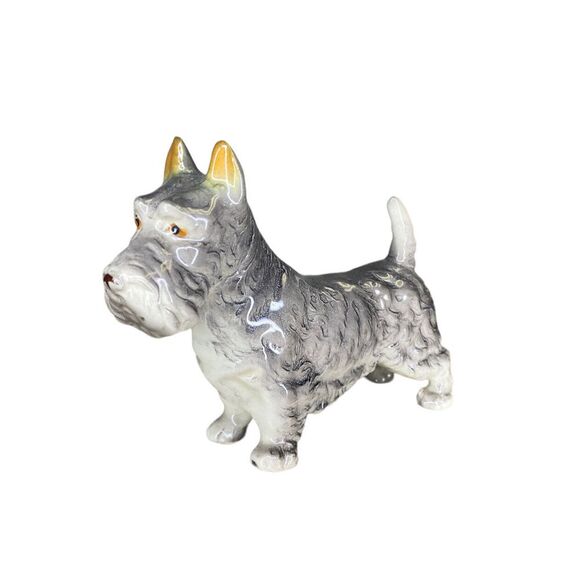 Other - Vintage Gray Schnauzer Dog Scottish Terrier Figurine Porcelain Ceramic‎ Japan